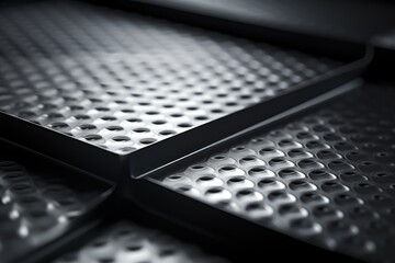 Poster - Detailed view of a metal surface with holes, suitable for industrial and abstract concepts