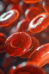 Wall Mural - Close-up of red blood cells in a vein. Suitable for medical and scientific projects