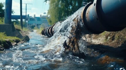 Poster - A pipe with water flowing out, suitable for plumbing or construction projects