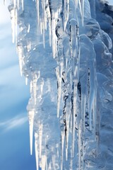 Poster - Icicles hanging from the side of a building, suitable for winter themes