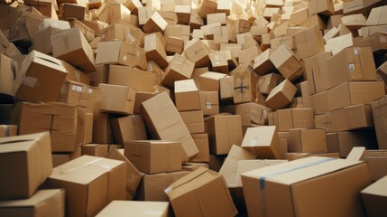 Aufkleber - A large pile of cardboard boxes. Perfect for shipping and storage concepts