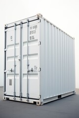 Poster - A white container placed on a cement floor. Suitable for industrial or storage concepts