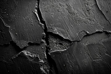 Poster - A black and white photo of a cracked wall. Suitable for architectural and abstract backgrounds