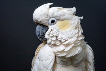 Poster - Detailed shot of a parrot against a dark backdrop, suitable for various design projects