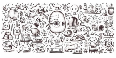 Poster - A colorful illustration of various cartoon characters. Suitable for children's books or websites