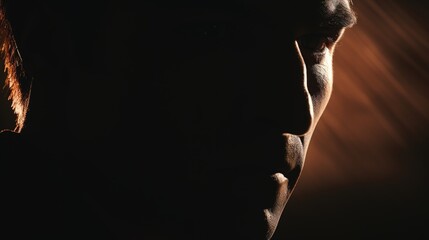 Poster - A detailed image of an elephant's face in a dark setting. Suitable for various wildlife and conservation themes