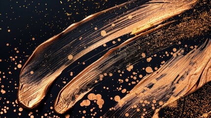 Poster - Detailed shot of gold paint on black surface, perfect for backgrounds