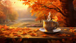 Relish a quiet moment with a cup of tea the autumn background