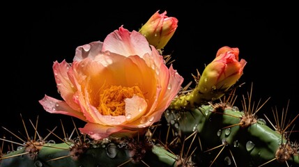Poster - Detailed shot of a flower on a cactus, perfect for nature themes