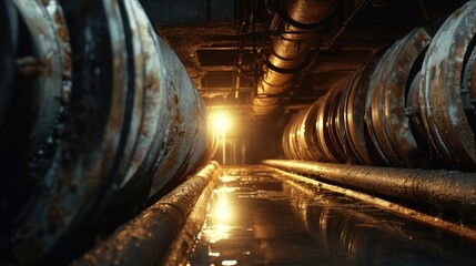 Poster - A dark tunnel with a distant light, suitable for concepts of hope and overcoming challenges
