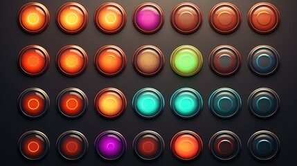 Poster - Colorful buttons on a sleek black background, perfect for fashion or crafts projects