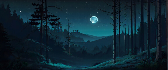 night sky and moon