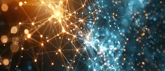 Aufkleber - Connected dots on a blue background. Technology concept.