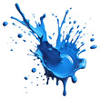 Liquid blue paint making big splash and drops