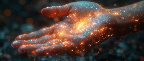 Leinwandbilder - Conceptual image of a woman touching the metaverse universe, Digital transformation for the next generation of technology.