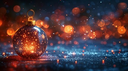Leinwandbilder - Christmas ball greeting card. Low poly style with abstract geometric background. Wireframe light structure. Modern 3D graphic concept. Modern illustration.