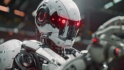 Poster - Animated robot: Futuristic android in dynamic animation.