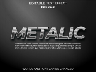Poster - metalic text effect, font editable, typography, 3d text. vector template