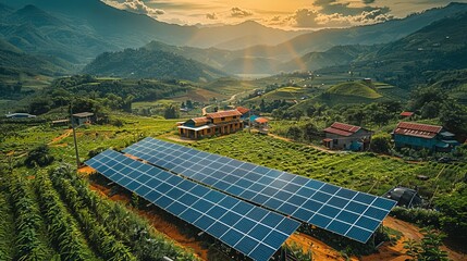 Canvas Print - Taking an aerial view of a PV panel, alternative electricity source 