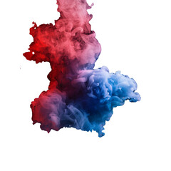 Leinwandbilder -  realistic illustration of smoke, dust, or fog clouds on transparent background. Abstract banner template with particles, red and blue steam, smog effect.