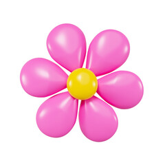 Poster - minimal flower icon. 3d design element In plastic cartoon style. isolated object.