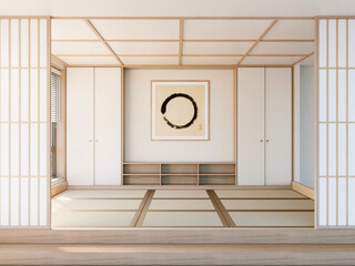 Wall Mural - Zen modern room japanese interior with shelf wooden. The Minimal room japanese style design