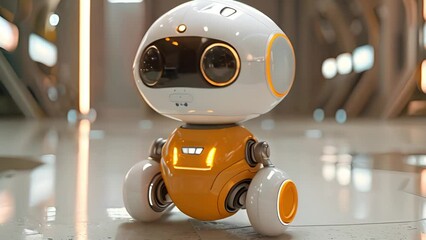 Poster - Little robotic buddy: Compact robot baby animation.