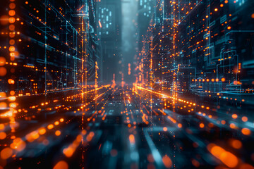 cyber security futuristic, dynamic data stream digital binary big data, and blockchain transactions