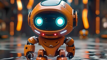 Poster - Mini mechanical wonder: Compact robot baby animation.