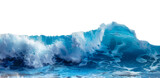 Fototapeta  - Curling blue ocean wave on transparent background - stock png.