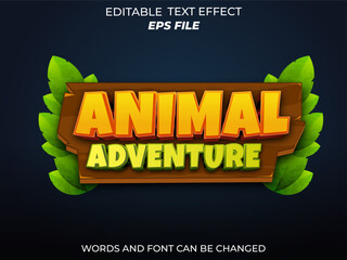 Fototapete - animal adventure text effect, font editable, typography, 3d text. vector template