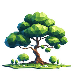 Wall Mural - illustration of a tree in the style of lowpoly  isolated on transparent background PNG Image