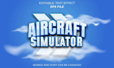 Poster - aircraft simulator text effect, font editable, typography, 3d text. vector template