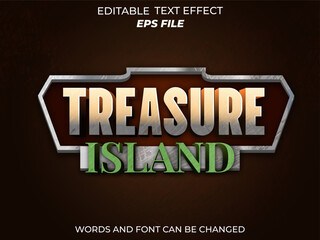 Fototapete - treasure island text effect, font editable, typography, 3d text for medieval fantasy rpg games. vector template