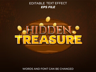 Fototapete - hidden treasure text effect, font editable, typography, 3d text for medieval fantasy rpg games. vector template