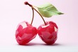 Cherry low poly, pastel color, 3D render