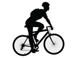 Fototapeta Dinusie - Black silhouette set of cycling bicycle silhouettes