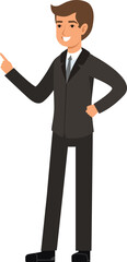 Sticker - Happy businessman character. Smiling man in suit. Office manager