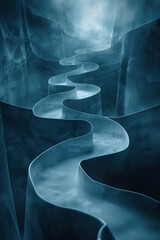 Poster - Curved 3D shape. Abstract colorful background. Created with Generative AI technology.