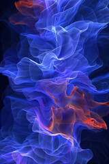 Poster - Fractal waves. Abstract colorful background. Created with Generative AI technology.