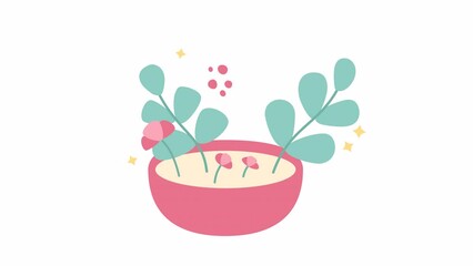 Poster - Blooming plants in pot 2D object animation. Cultivating flowers and sprouts at home flat cartoon 4K video, transparent alpha channel. Growing houseplants animated element on white background