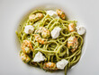 seafood pasta with shrimp and pesto