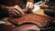 Skilled leatherwork custom saddle making workshop scene