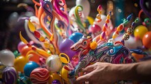Skillful Balloon Animal Creation Magician Colorful Variety