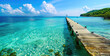 Beautiful view of the turquoise water and pier at VitaDelight, embellished in the style of crystal clear Caribbean Sea