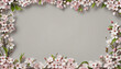 exquisite cherry blossom branches as a frame border, isolated with negative space for layouts