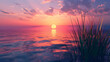 Sunset over the tranquil seascape reflecting the beauty of nature