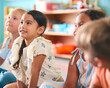 © Monkey Business - Line Of Smiling Primary Or Elementary School Students Sitting On Floor During Classroom Lesson