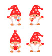 New Year's gnomes. Vector set on white background