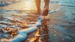 Woman Walking Barefoot on Sandy Beach